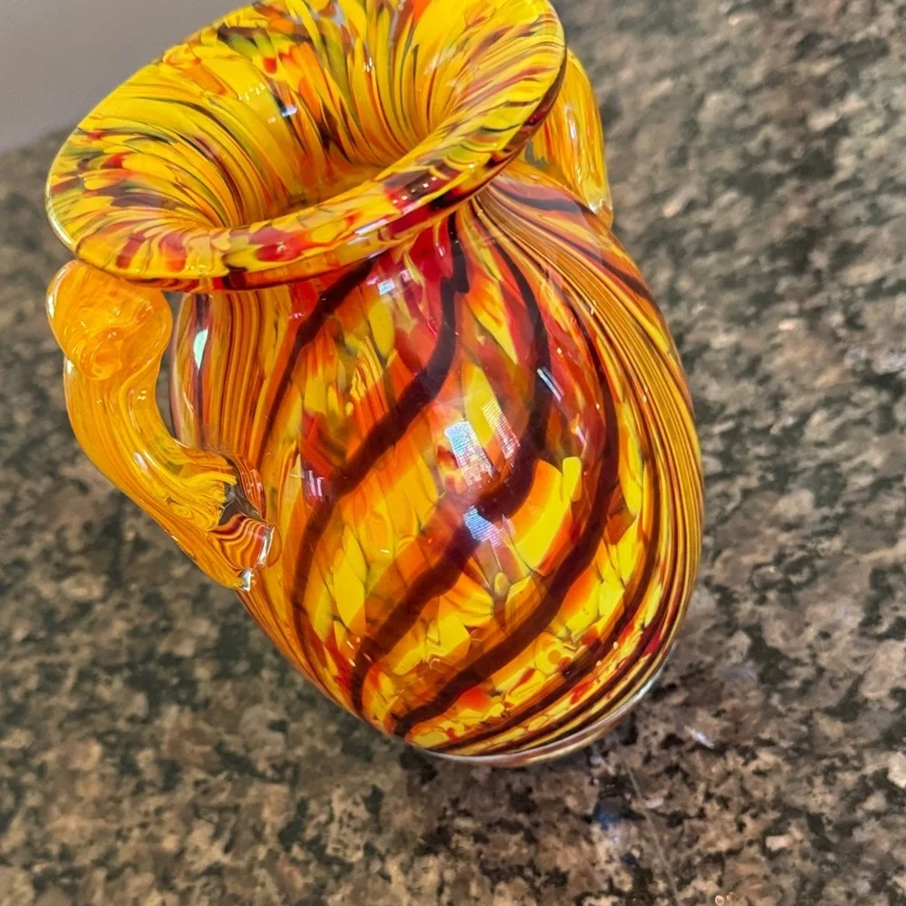 Murano Vibrant handblown Swirled Glass Vase EUC